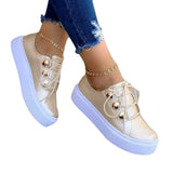 White Shoes Women 2022 Fashion Round Toe Platform Shoes Size 43 Casual Shoes Women Lace Up Flats Women Loafers Zapatos Mujer